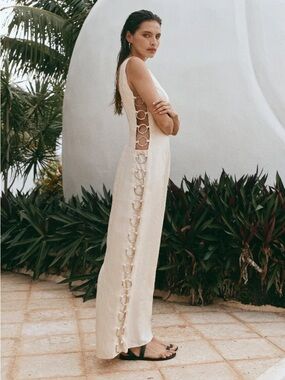 Cream Maxi Dress with Side Ring Detail
